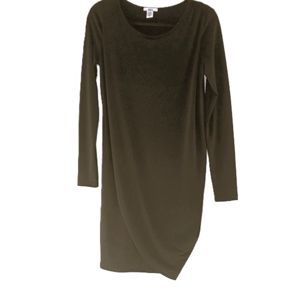 BAR III LONG SLEEVE BLACK FITTED W/DRAPING DRESS SIZE S.